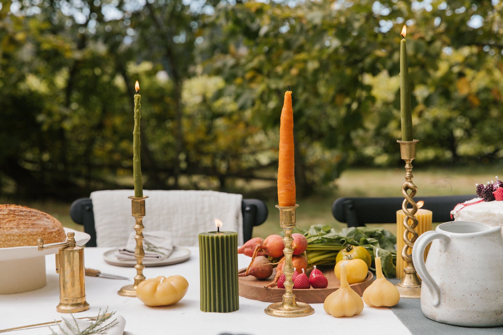 Sage Green - Beeswax Fluted Pillar Candle